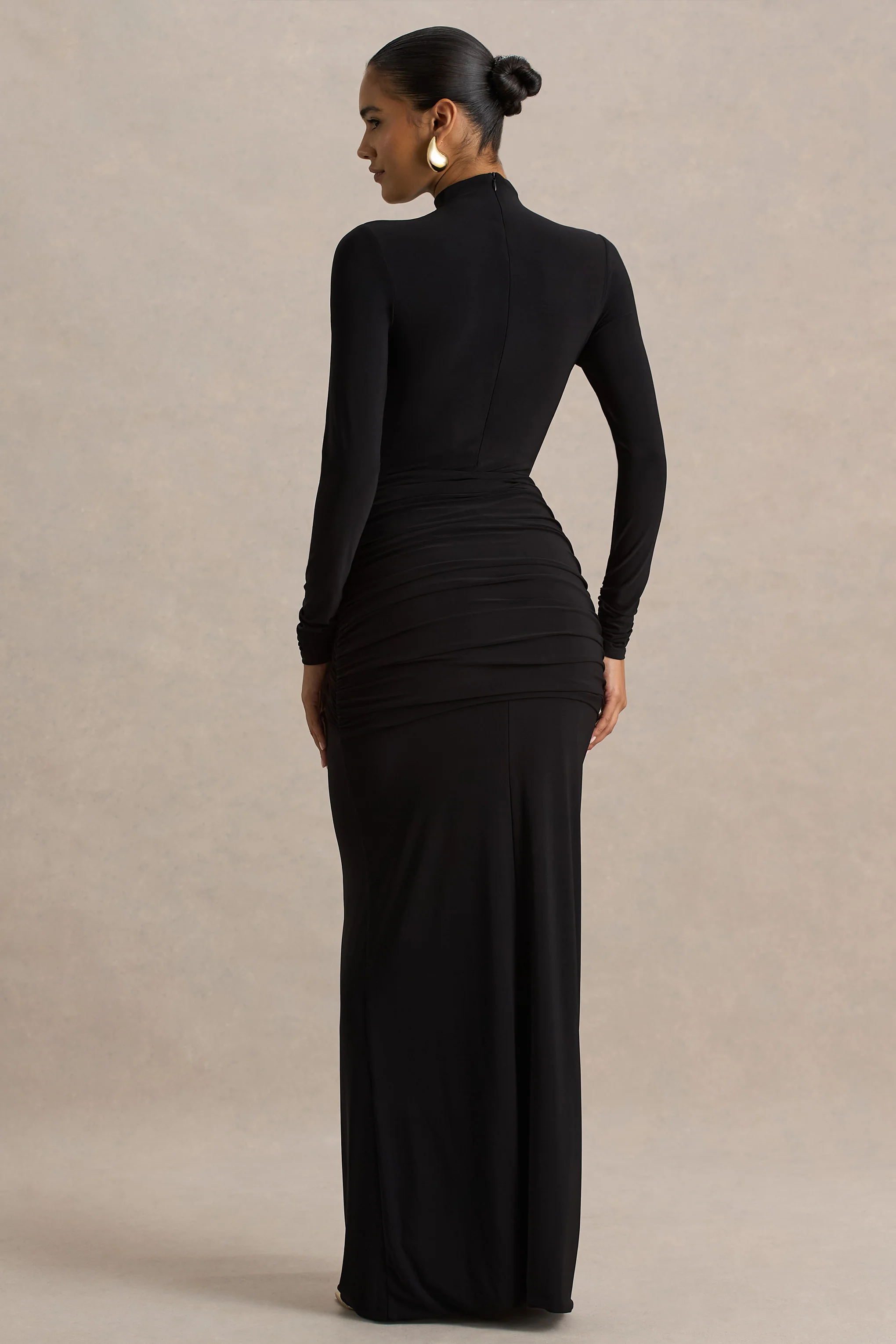 Alula | Black High-Neck Maxi Dress With Twist Detail - Image 2