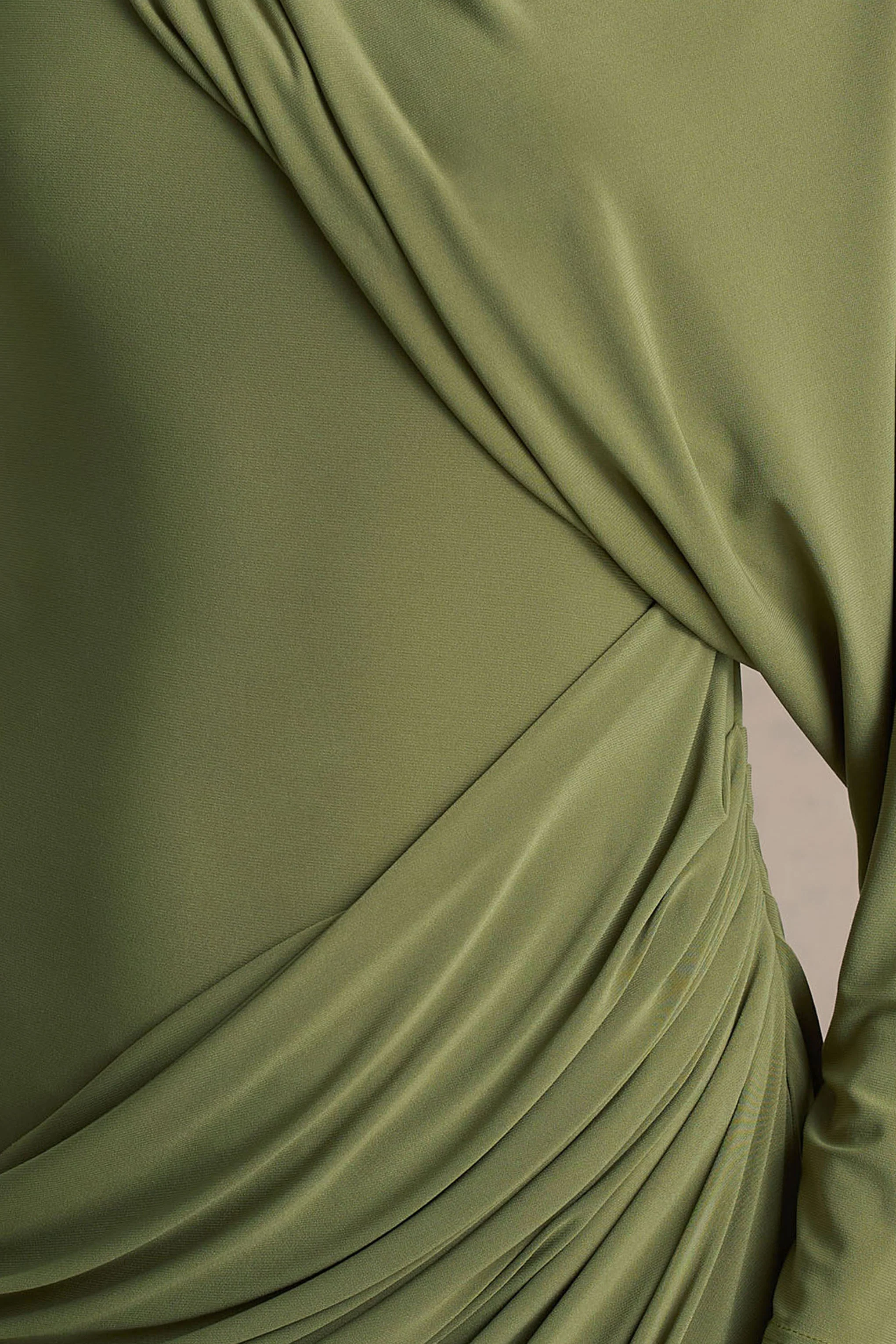 Aphra | Green High-Neck Maxi Dress With Cape-Sleeve - Image 6