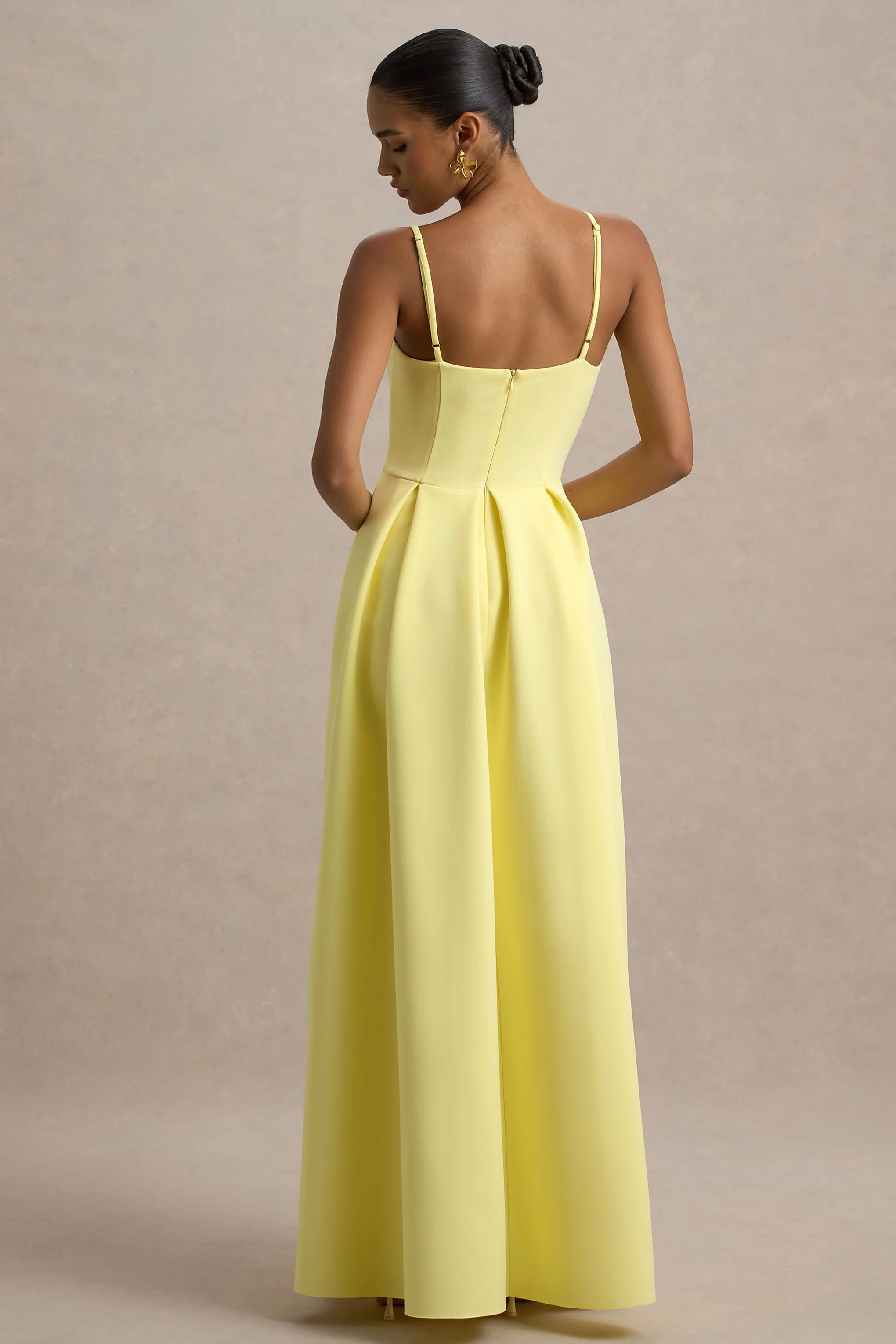 Bambina | Lemon Scoop-Neck Pleated Maxi Dress - Image 2