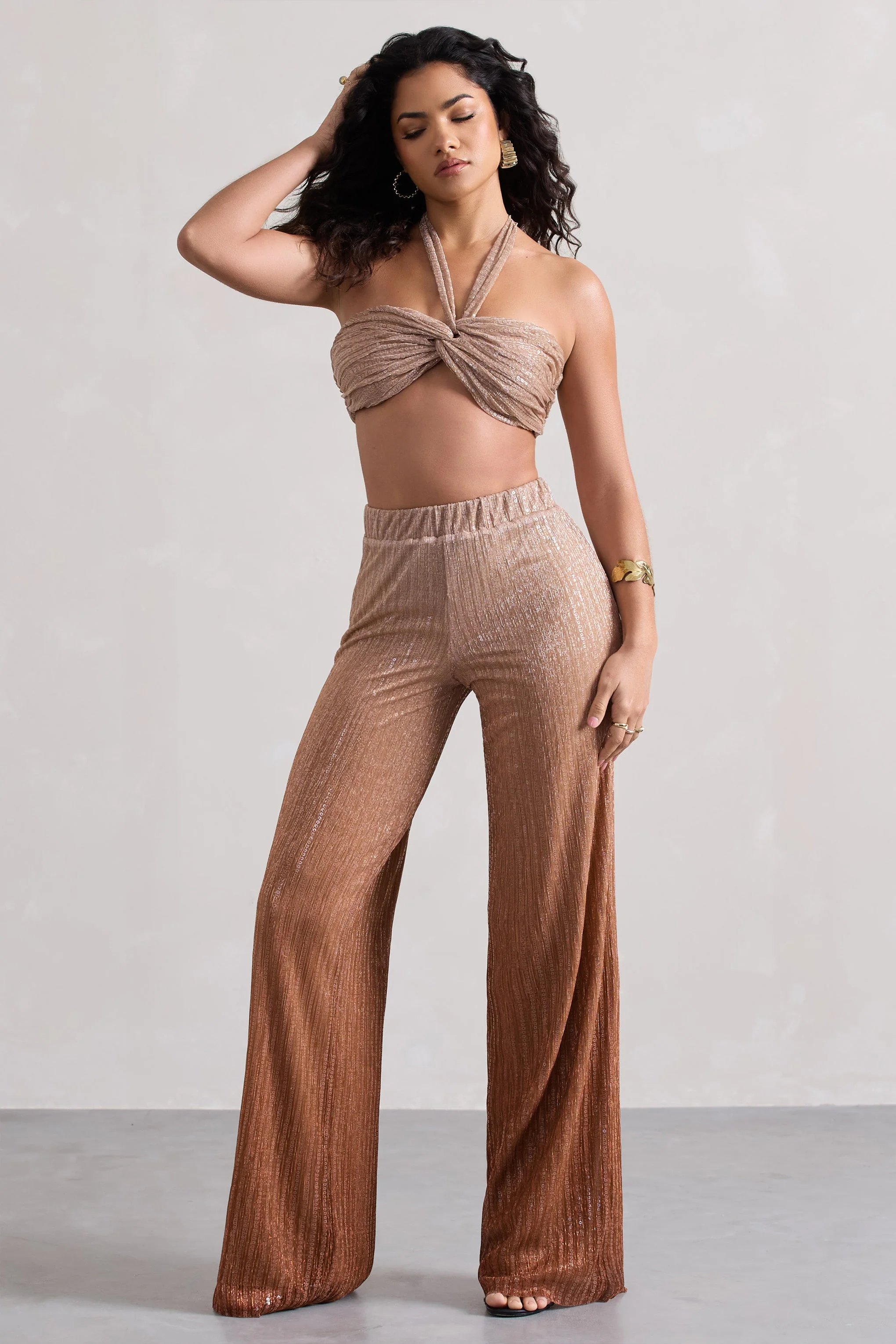 Connection | Gold Metallic Ombre Trousers - Image 3