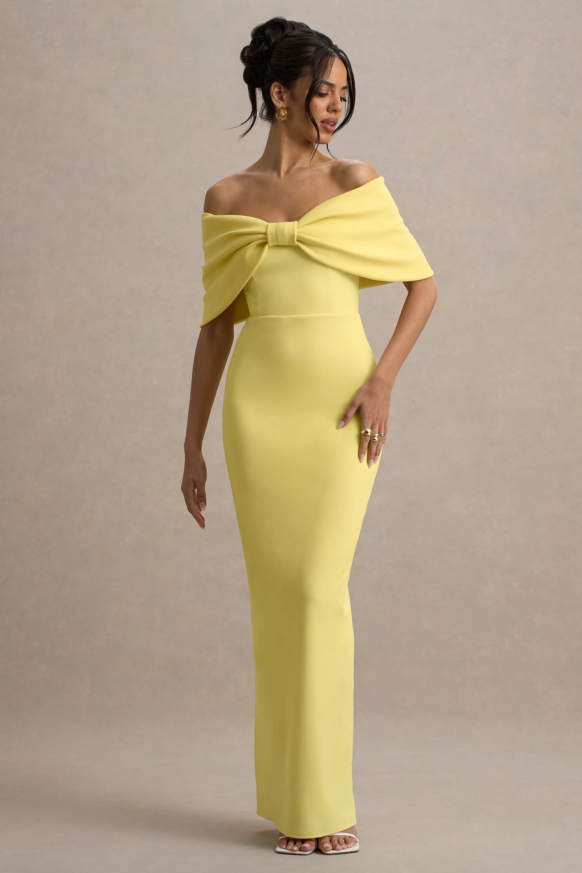 Cornelia | Lemon Strapless Maxi Dress With Oversized Bow - Image 5