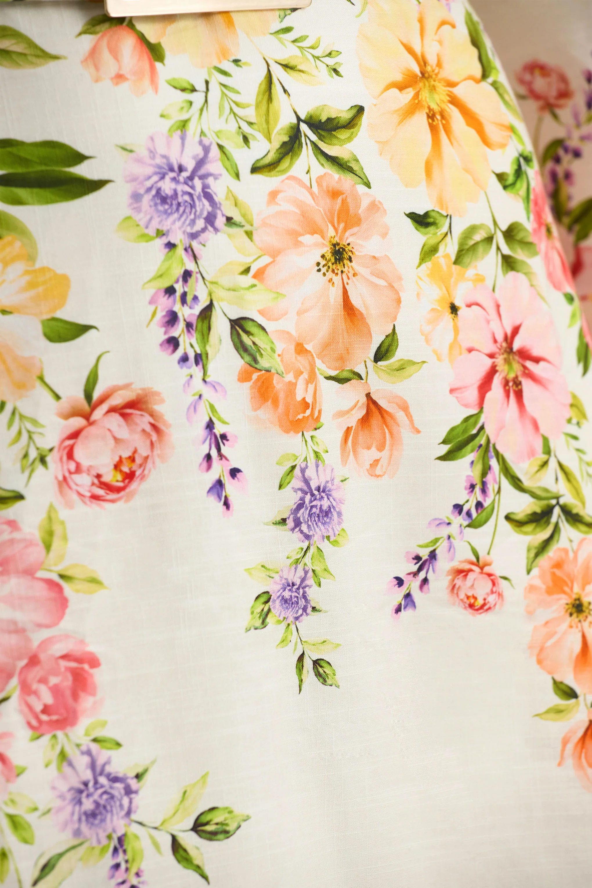 Dahlia | White Floral Border Print High-Neck Midi Dress - Image 8