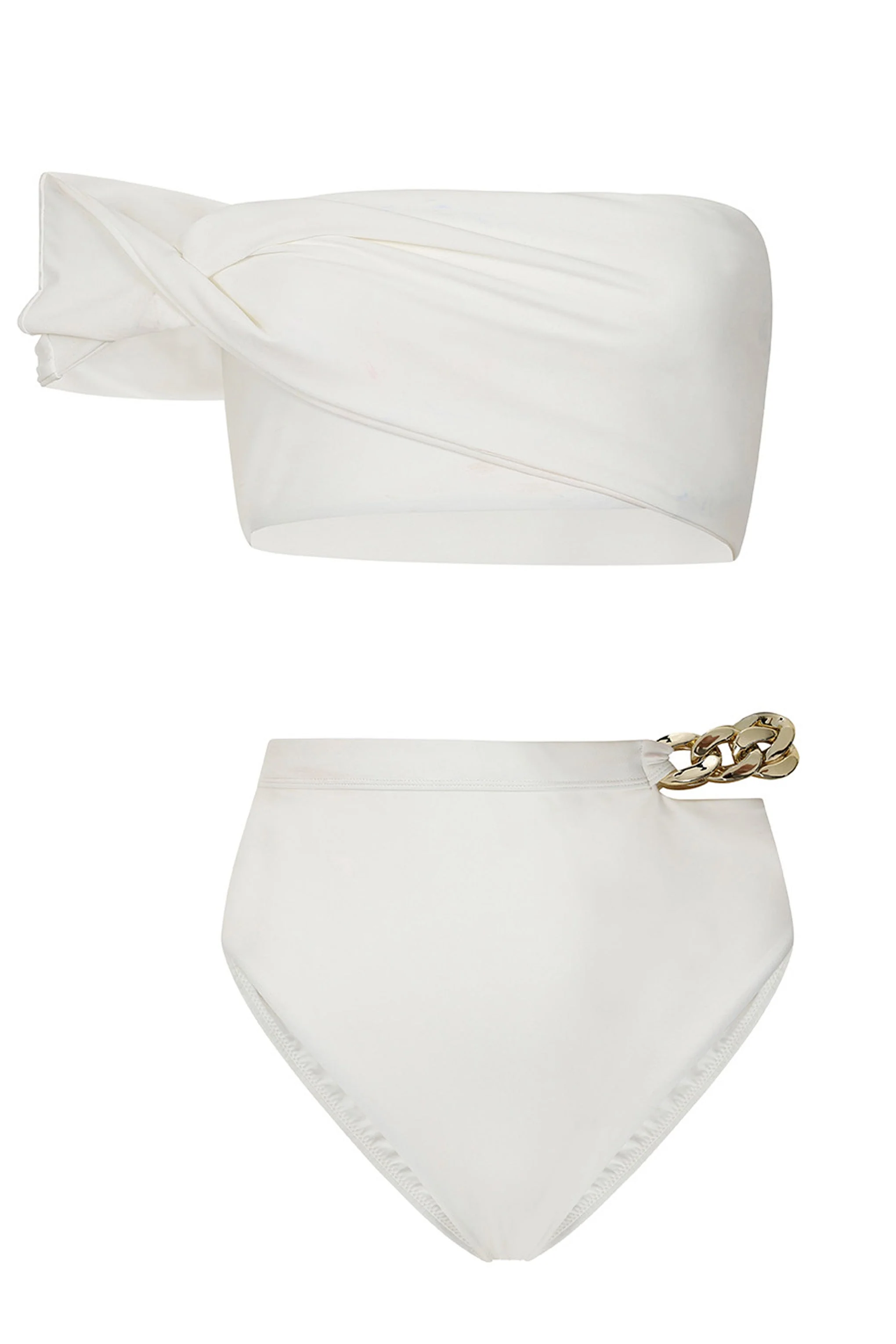 Dusk | White Draped Bandeau Bikini Top - Image 6