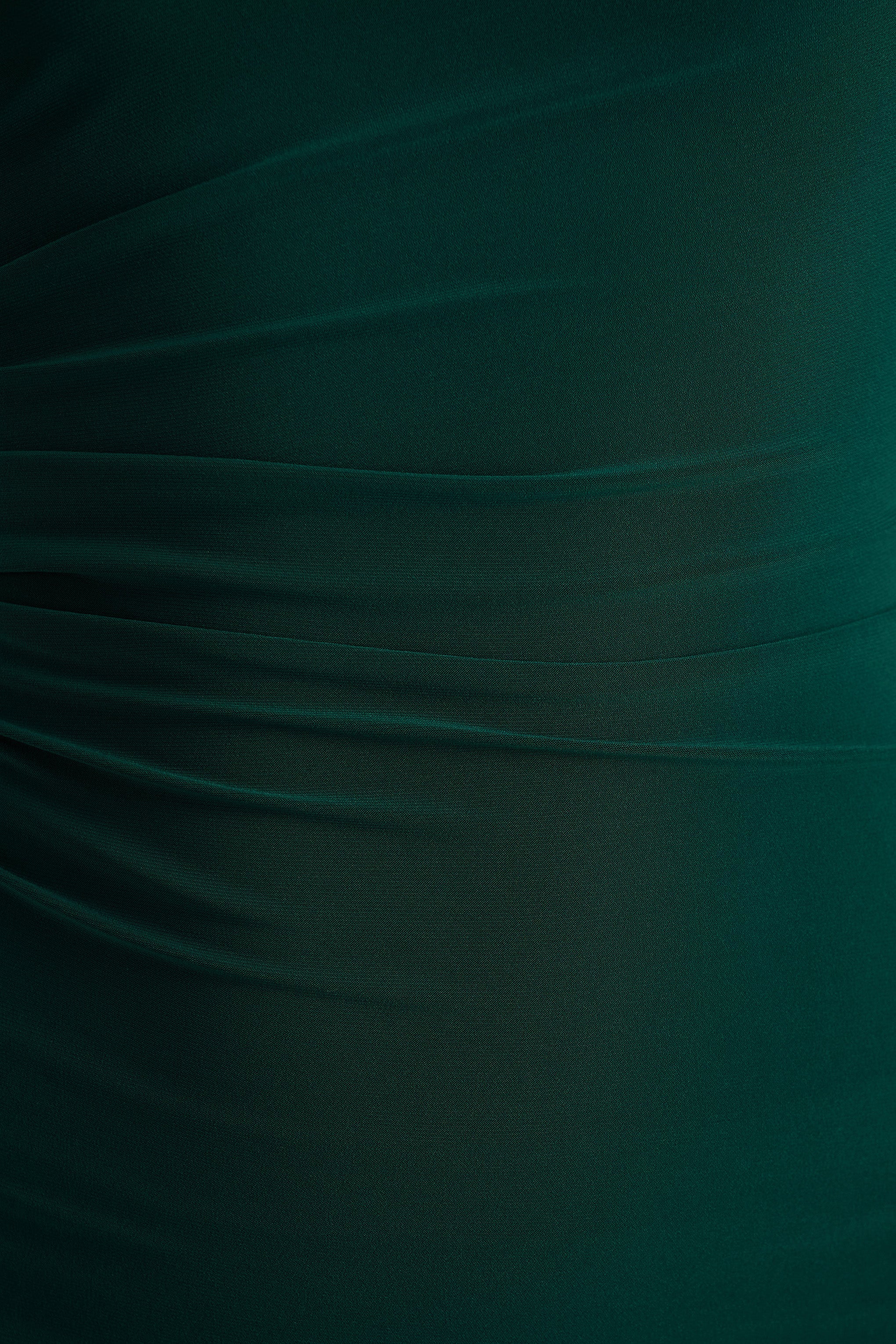 Eden | Bottle Green High-Neck Maxi Dress With Ruched Detailing - Image 6