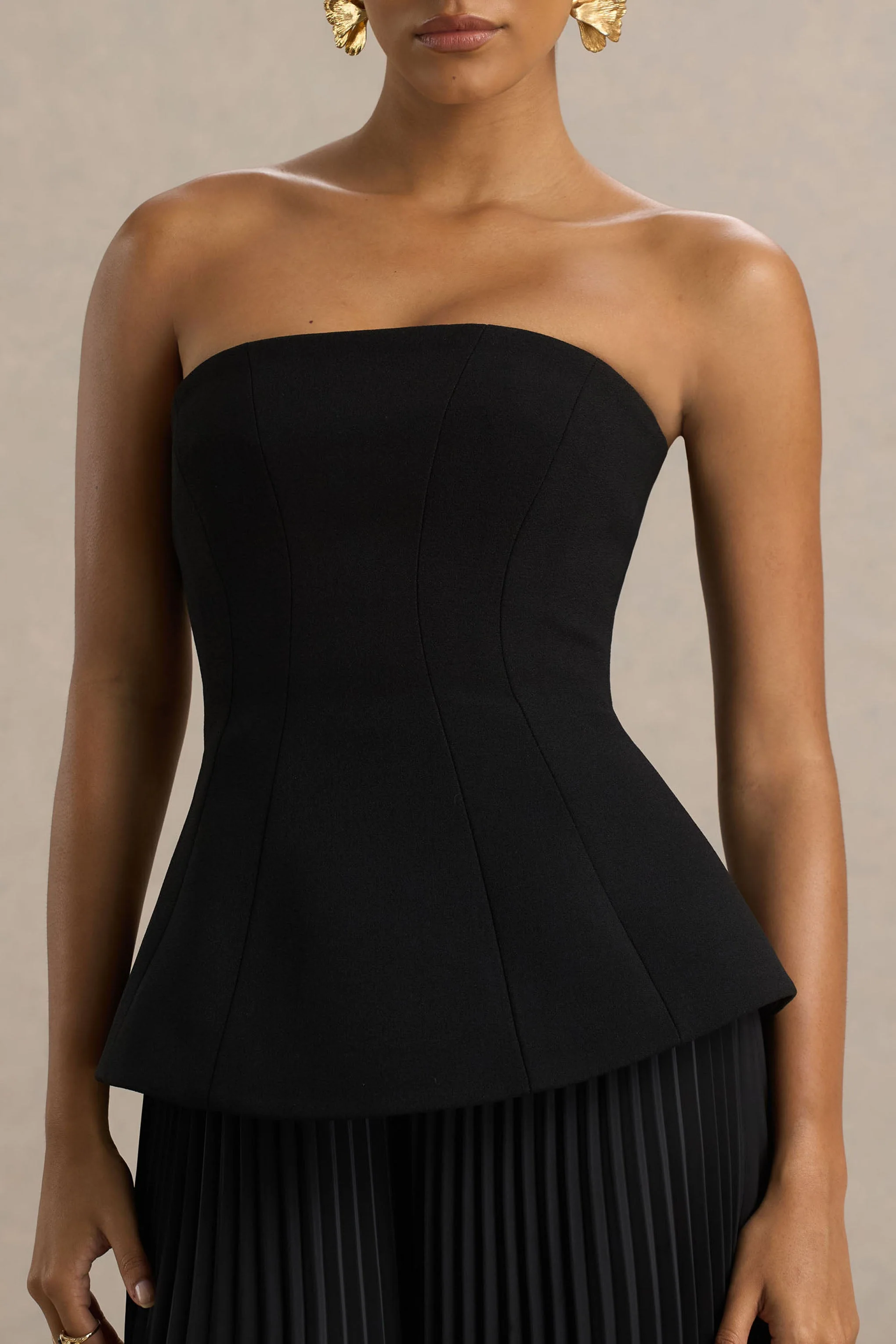 Feeling Good | Black Bandeau Jumpsuit With Pleated Trouser - Image 5