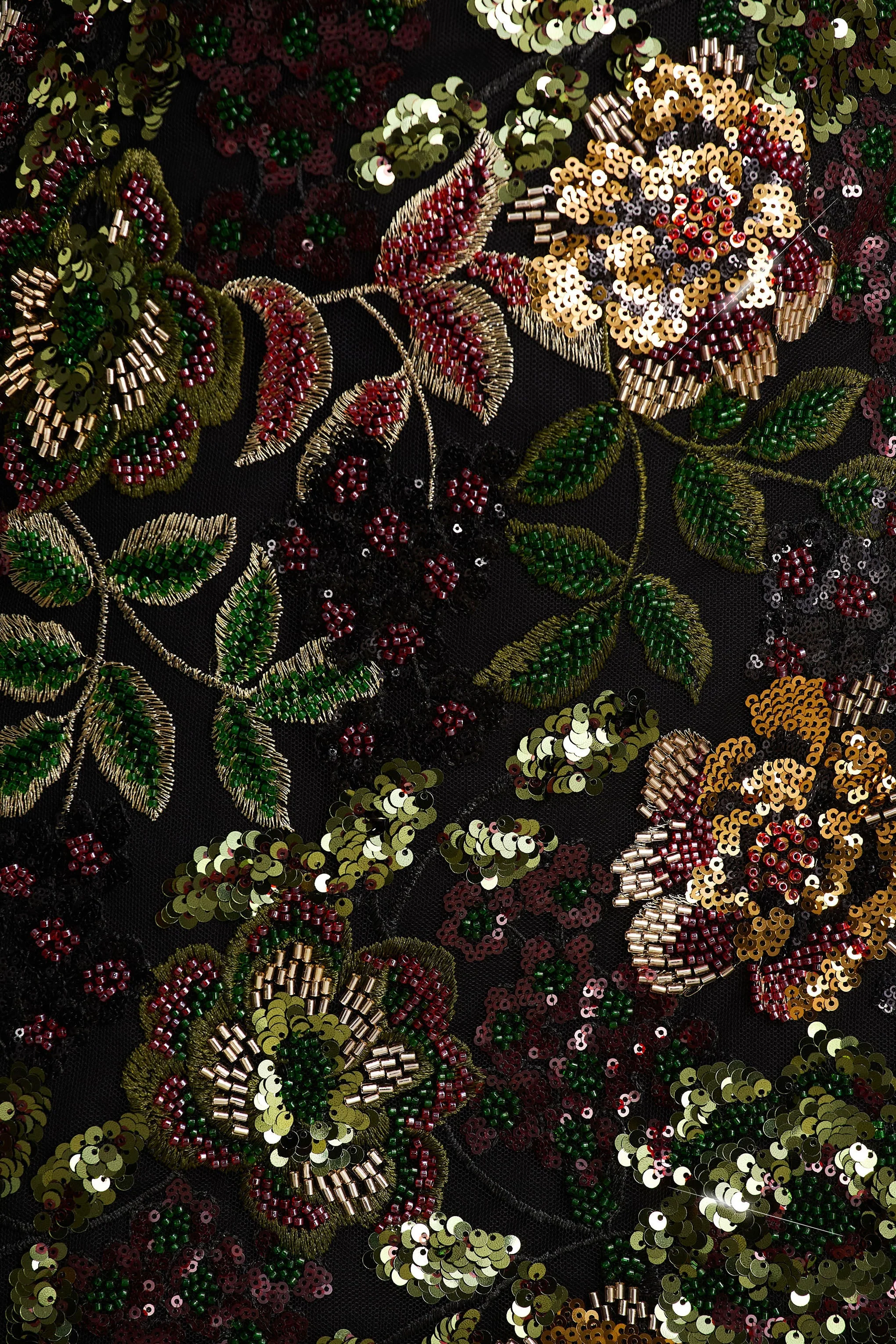 Moonlit | Winter Floral Mesh And Sequin Crew-Neck Mini Dress - Image 6