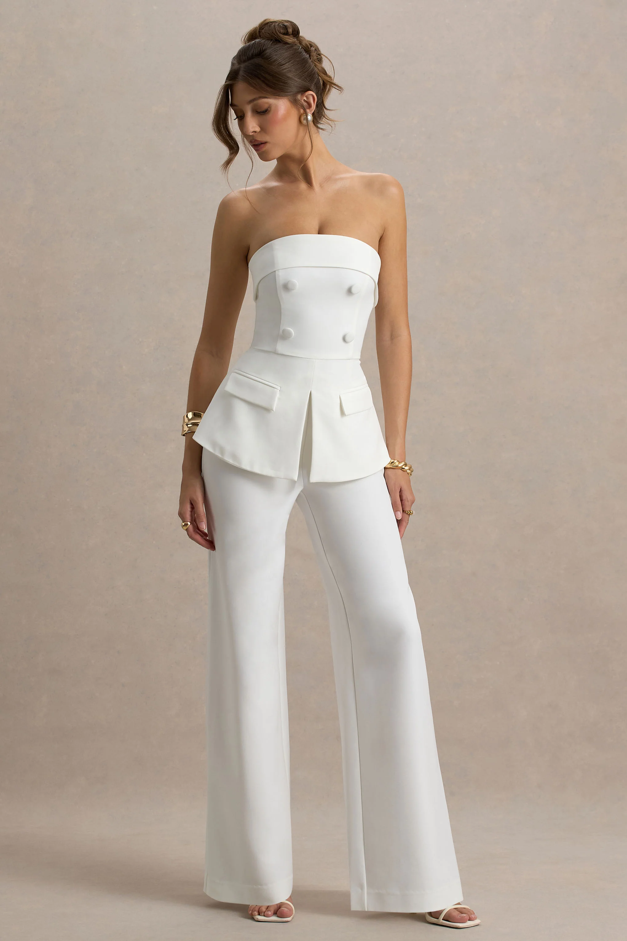 Noemi | White Bandeau Tailored Jumpsuit - Image 5