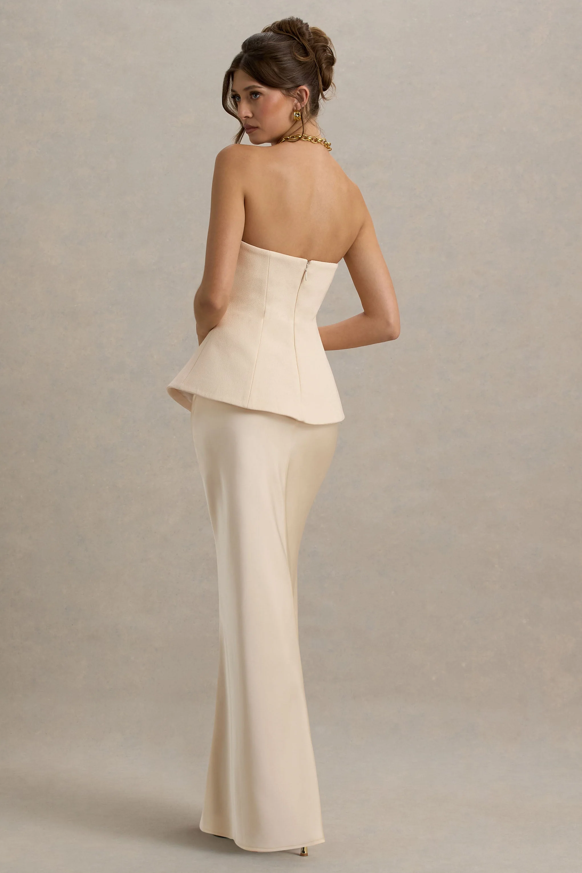 Ohio | Champagne Strapless Corset Maxi Dress - Image 2