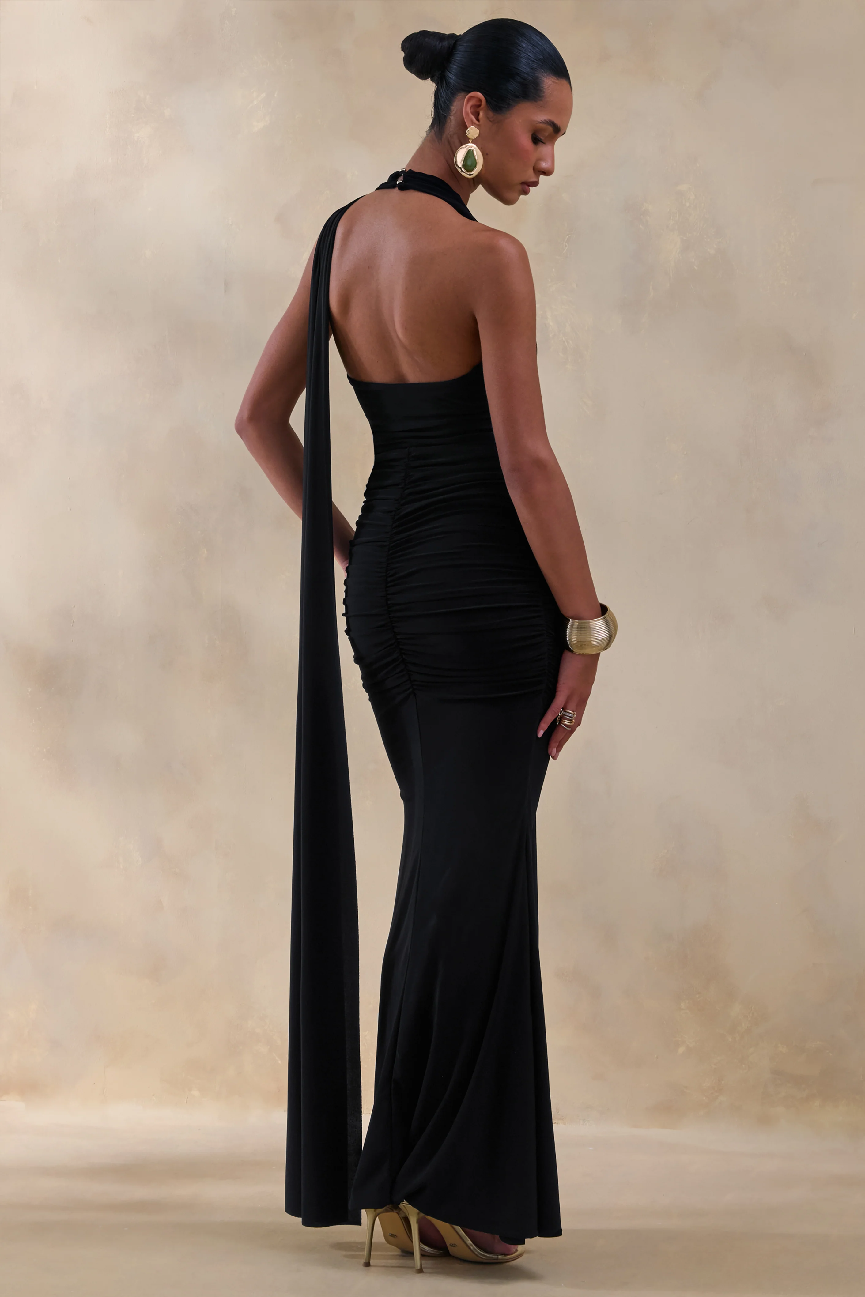 Roselani | Black Halter-Neck Maxi Dress With Open-Back - Image 2