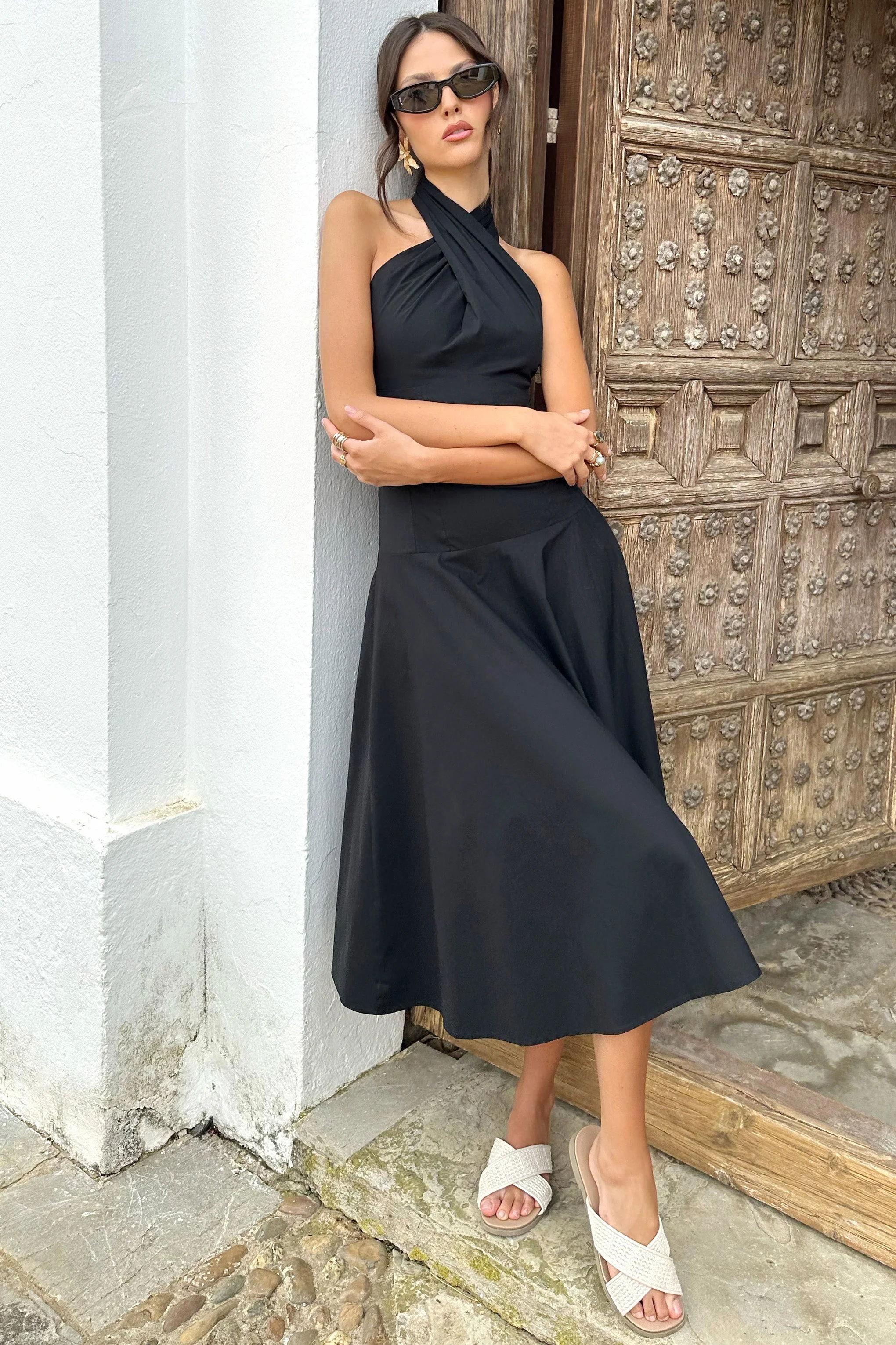 Saint-Malo | Black Halter-Neck Midi Dress - Image 6
