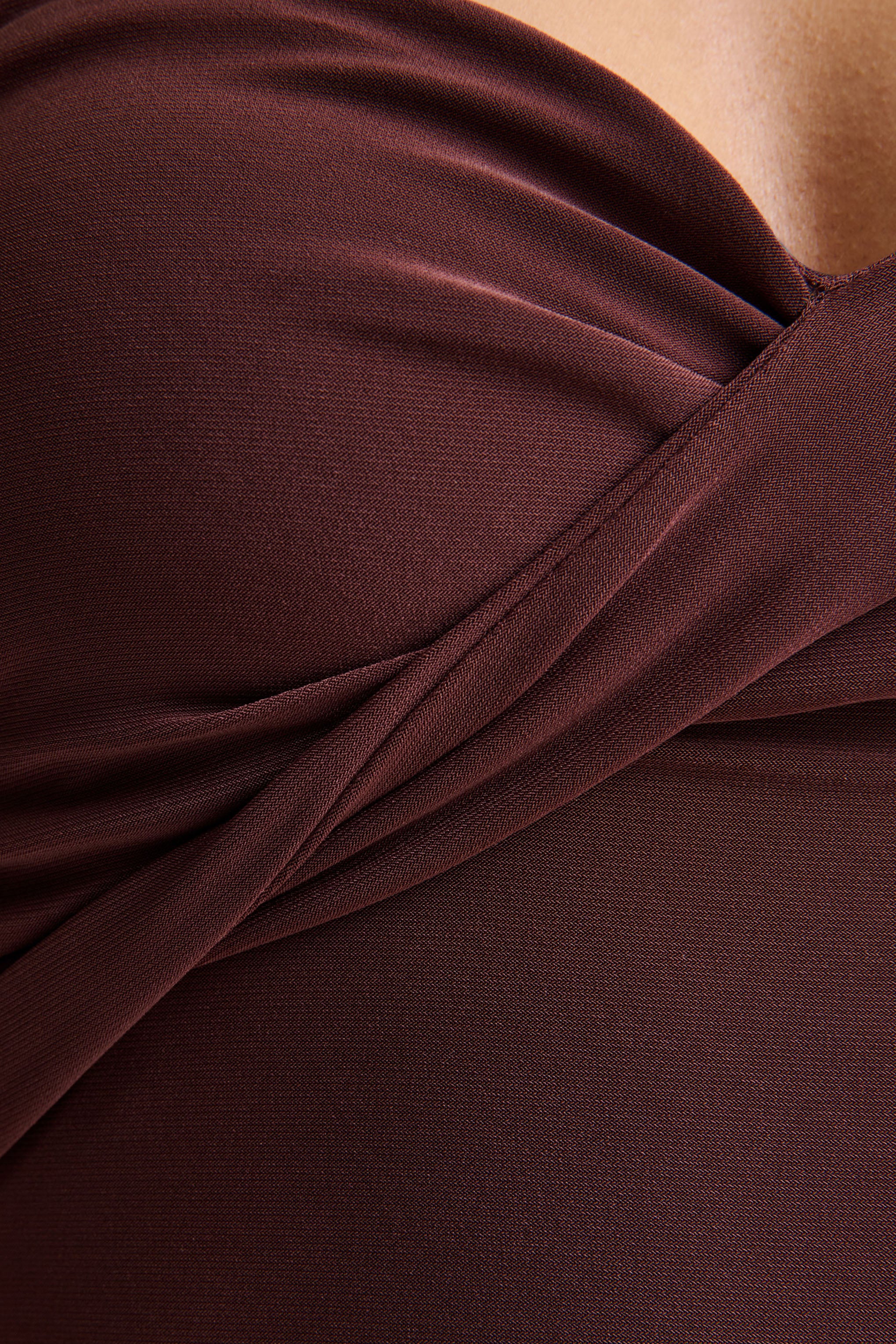 Sheila | Dark Brown Bandeau Maxi Dress With Scarf Detail - Image 6