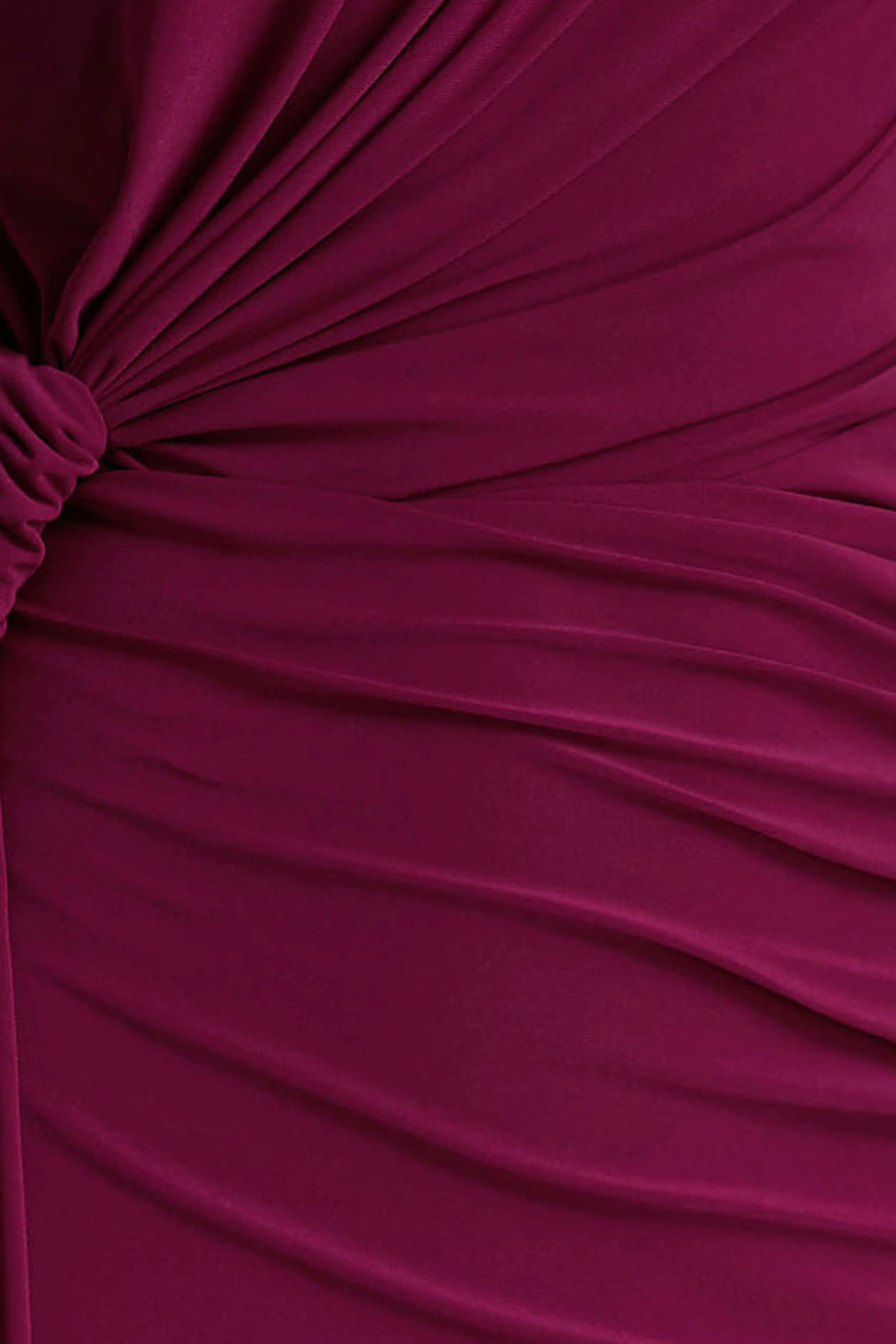Solene | Burgundy High-Neck Maxi Dress With Wrap And Drape Detail - Image 6