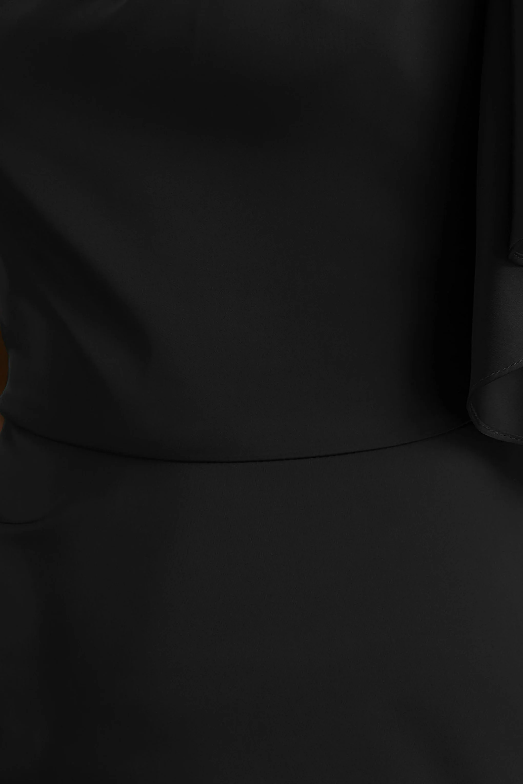 Unforgettable | Black Asymmetric-Neck Maxi Dress With Ruffled Detailing - Image 6
