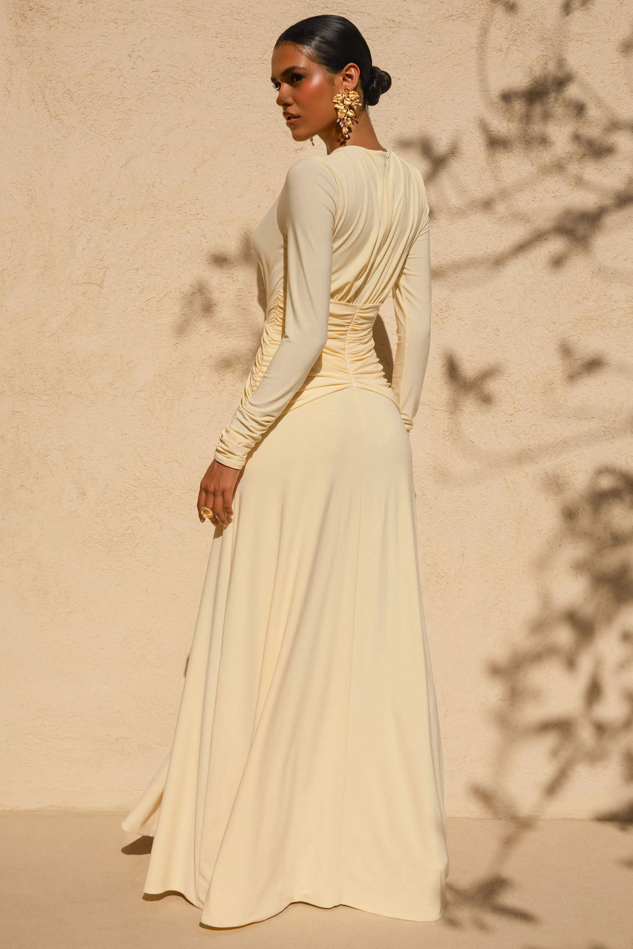 With Me | Lemon High-Neck Maxi Dress With Ruched Detailing - Image 8