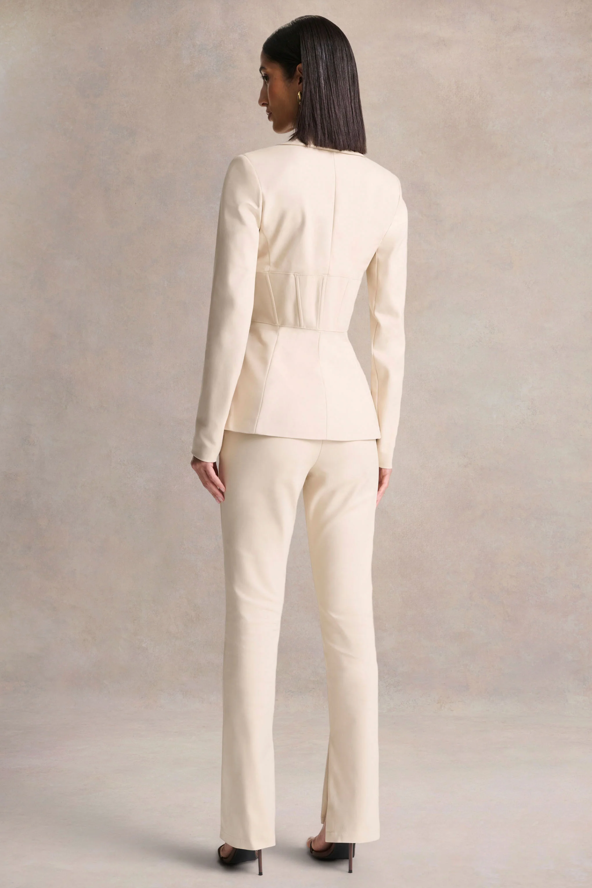 Wonder Woman | Cream High Waist Tailored Trousers With Hem Split - Image 2